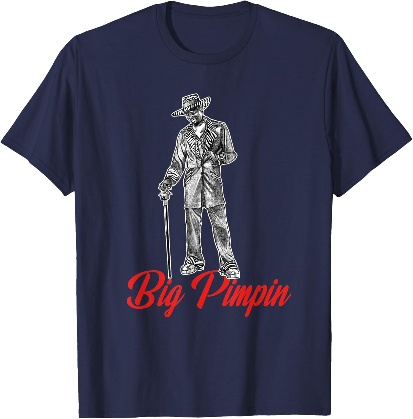 Big Pimpin 70's Style Nightlife T-Shirt - T-Shirt | Navy