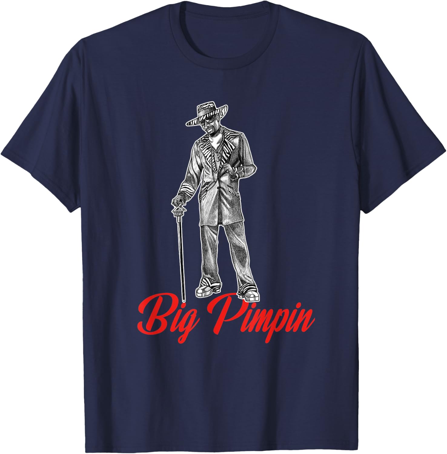 Big Pimpin 70's Style Nightlife T-Shirt - T-Shirt | Navy