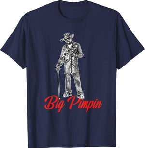 Big Pimpin 70's Style Nightlife T-Shirt - T-Shirt | Navy