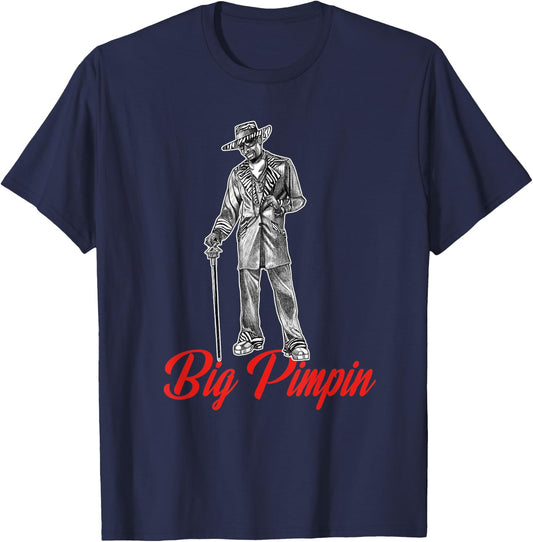 Big Pimpin 70's Style Nightlife T-Shirt - T-Shirt | Navy
