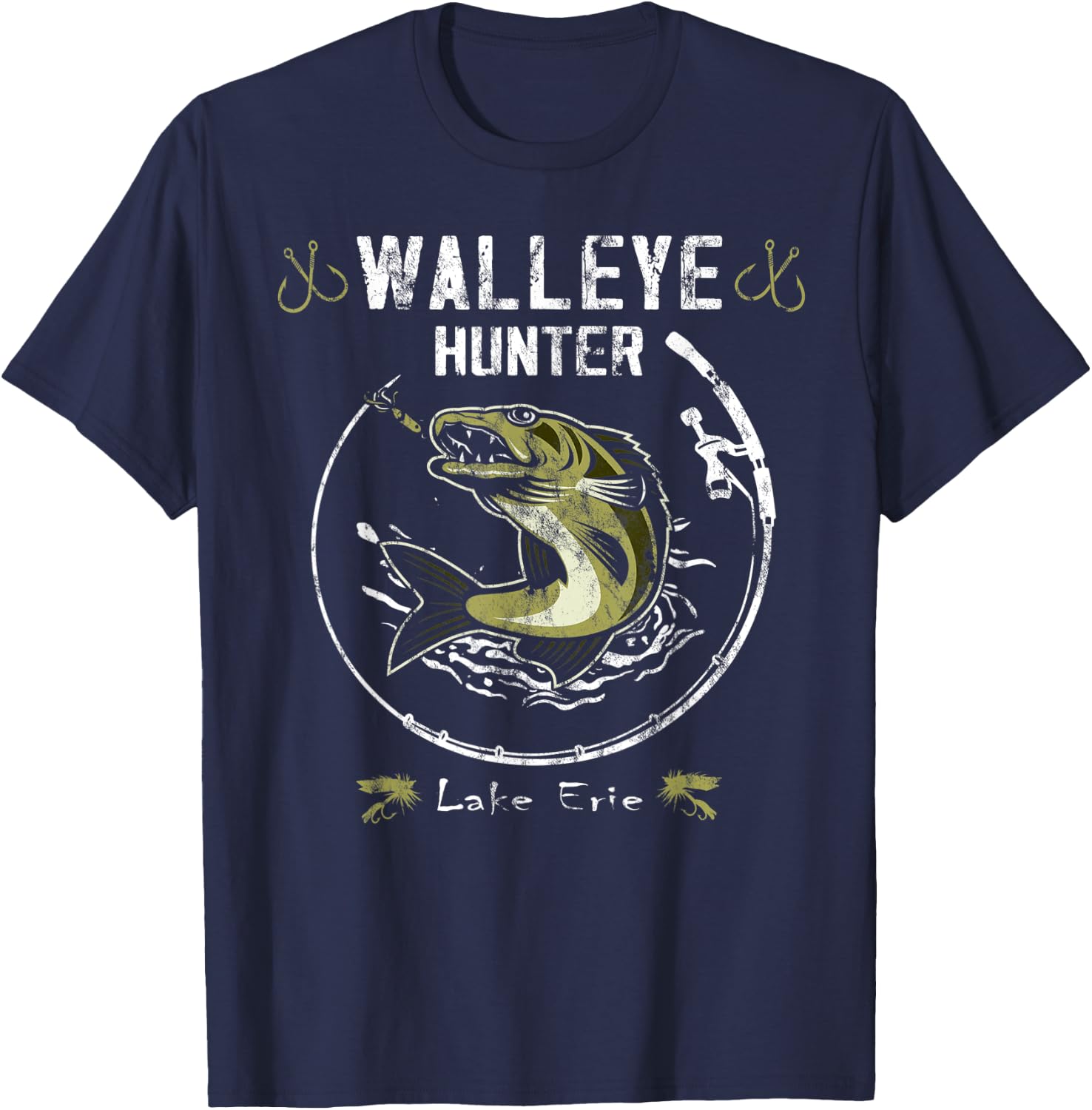 Lake Erie walleye fishing - Walleye hunter T-Shirt - T-Shirt | Navy