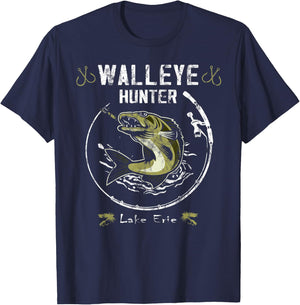 Lake Erie walleye fishing - Walleye hunter T-Shirt - T-Shirt | Navy
