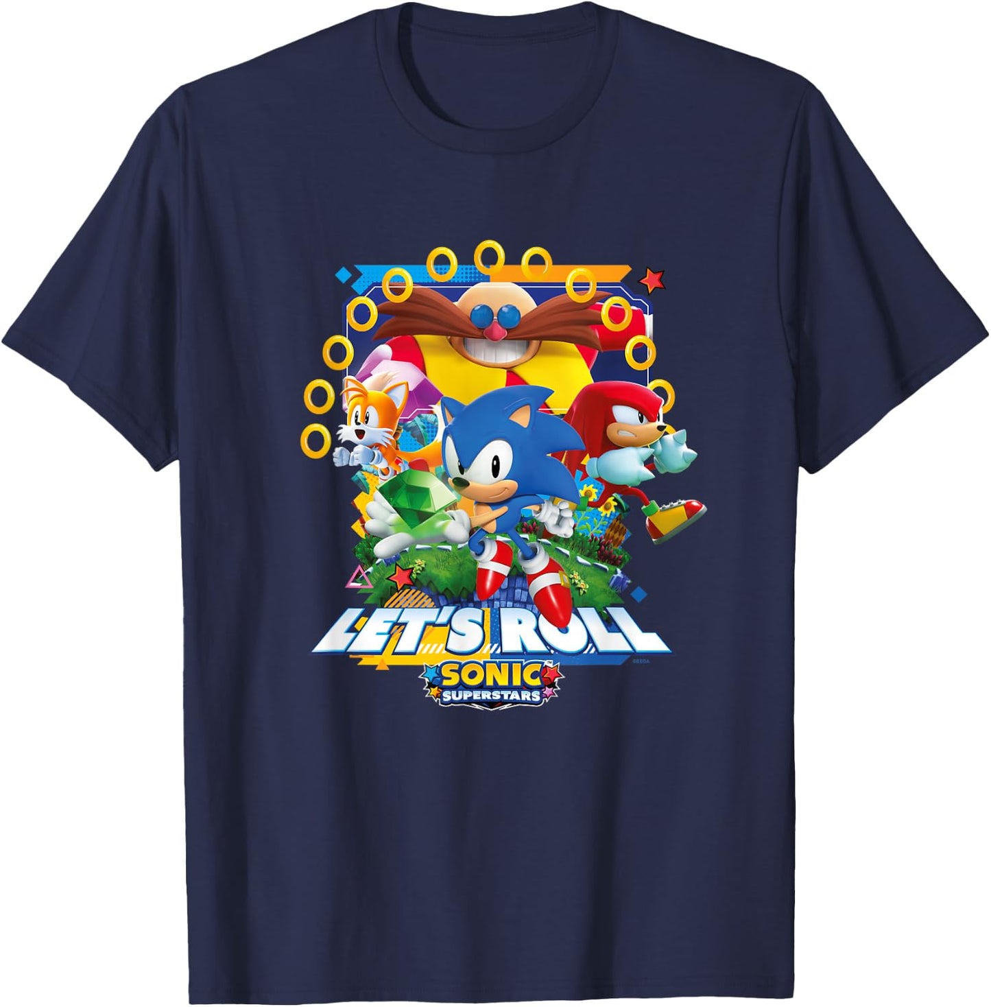 Sonic the Hedgehog, Sonic Superstars - "Let's Roll!" T-Shirt - T-Shirt | Navy