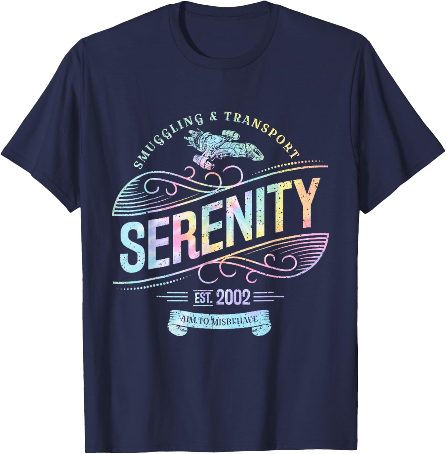 Vintage Serenity Smuggling And Transport Firefly Tie Dye T-Shirt - T-Shirt | Navy