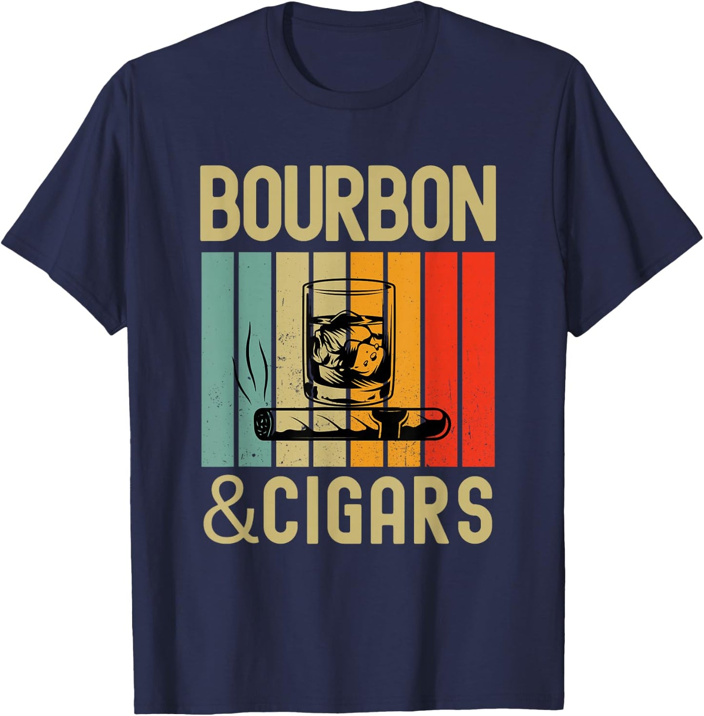 Bourbon and Cigar The Bourbon Lovers Cigar and T-Shirt - T-Shirt | Navy