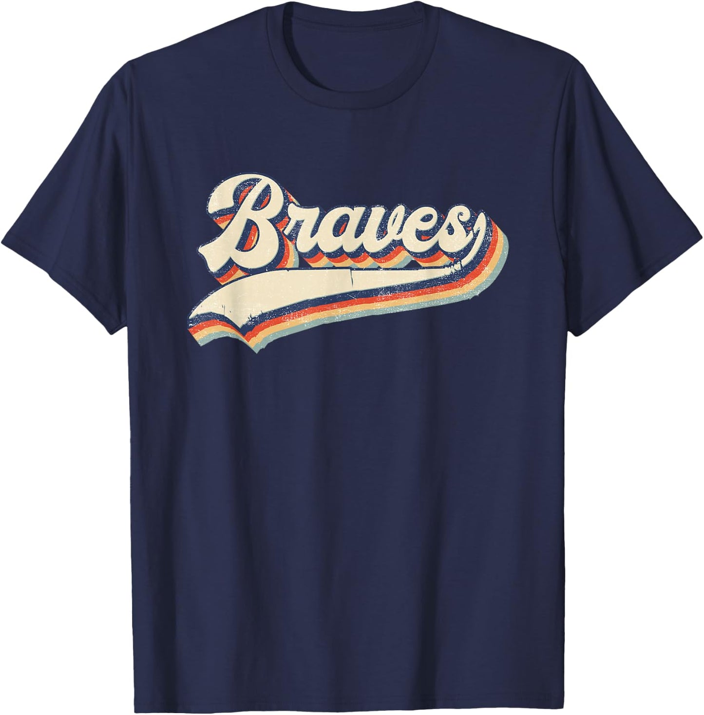 Braves Sports Name Vintage Retro Gift Men Women Girl Boy T-Shirt - T-Shirt | Navy