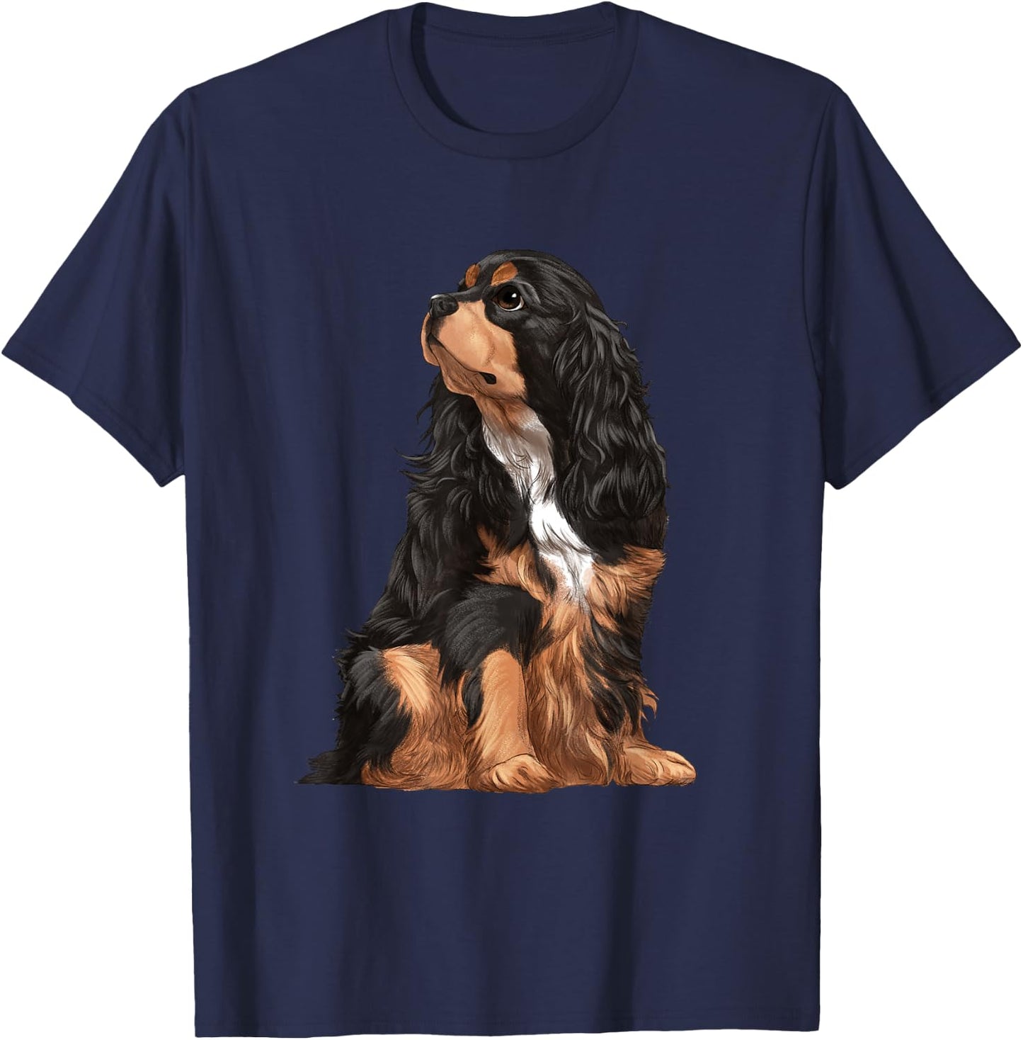 Sitting Dog Cavalier King Charles Spaniel T-Shirt - T-Shirt | Navy