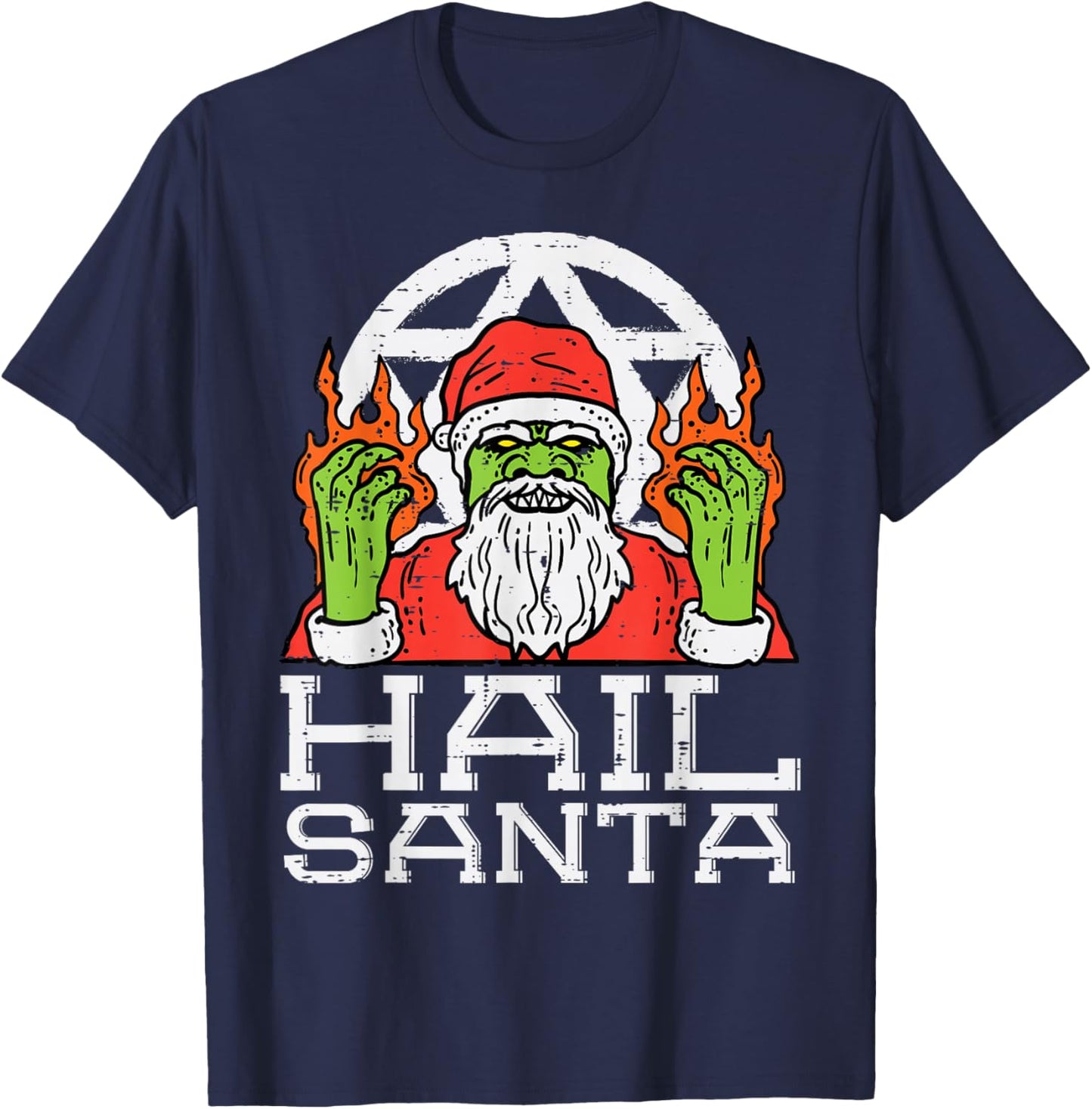 Hail Santa Funny Christmas Xmas Satanism Men Women Kids T-Shirt - T-Shirt | Navy