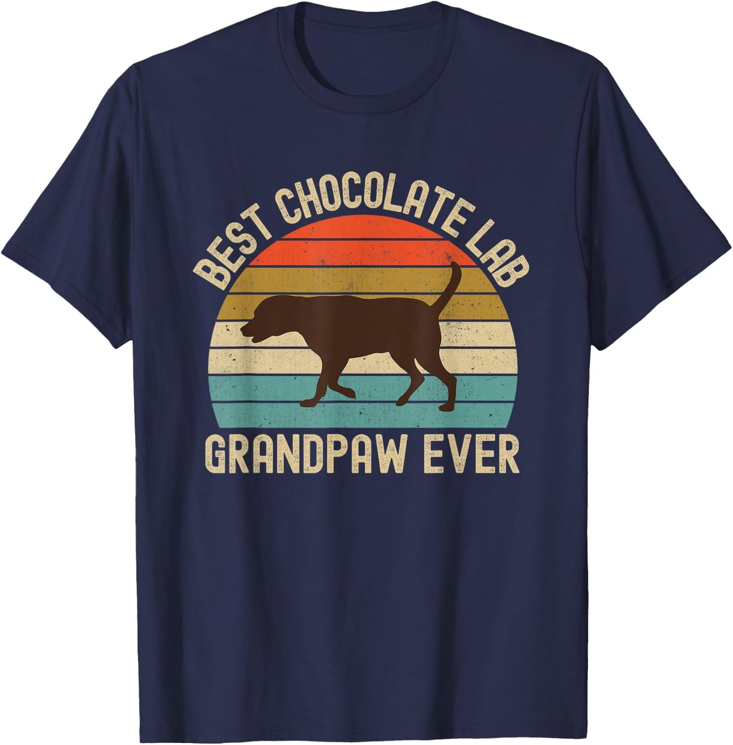 Best Chocolate Lab Grandpaw Ever Labrador Retriever Vintage T-Shirt - T-Shirt | Navy