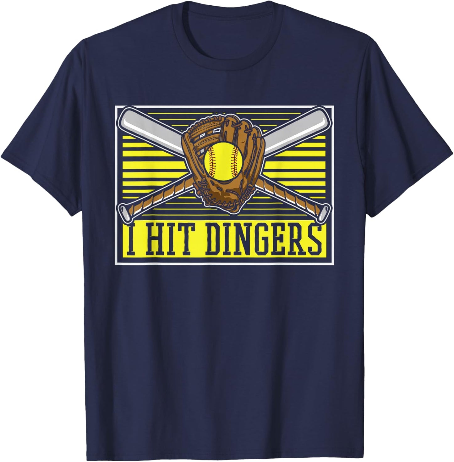 Funny Softball Batter Catcher Pitcher - I Hit Dingers T-Shirt - T-Shirt | Navy