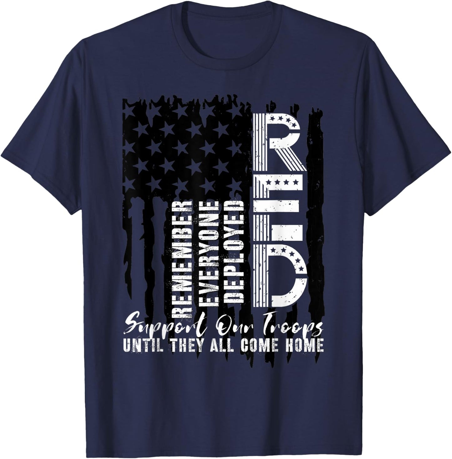 On Friday We Wear Red Friday Military Support troops US Flag T-Shirt - T-Shirt | Navy