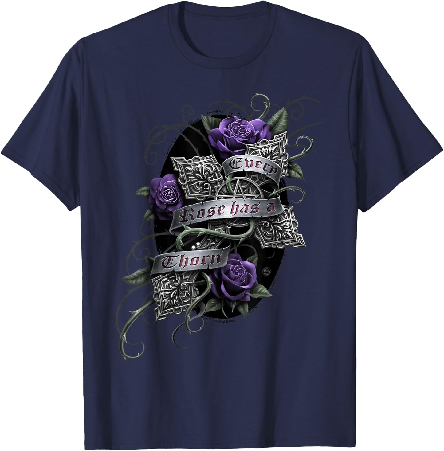 Spiral Original - Every Rose - Gothic Roses T-Shirt - T-Shirt | Navy