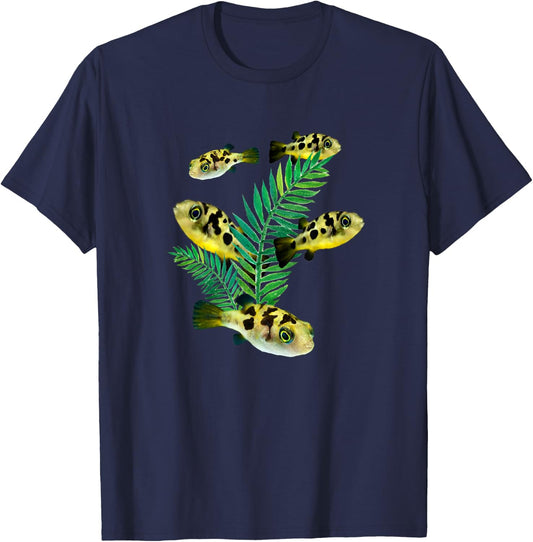 Pea Puffers Aquarium Fish Dwarf Puffer Fish Tank Lovers T-Shirt - T-Shirt | Navy