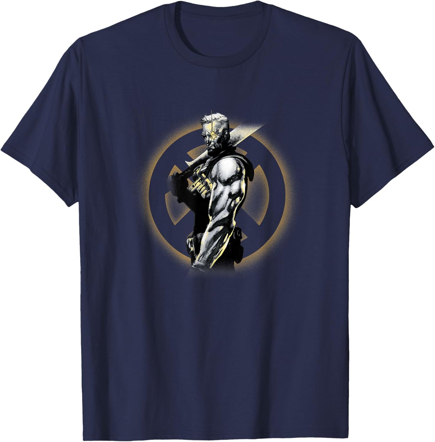 Marvel X-Men Cable Sideview Epic Retro Portrait T-Shirt - T-Shirt | Navy