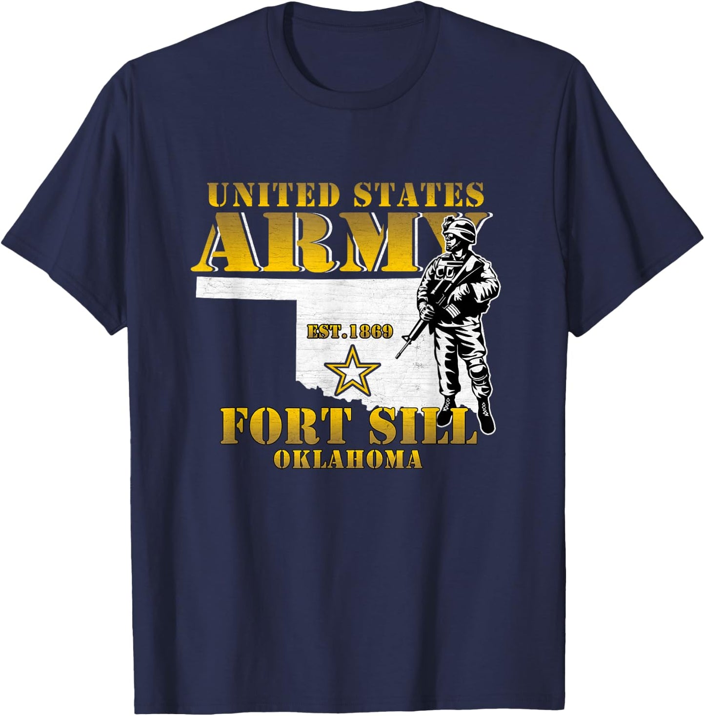 Fort Sill Oklahoma Us Army Base Ft Sill Veterans Vintage T-Shirt - T-Shirt | Navy