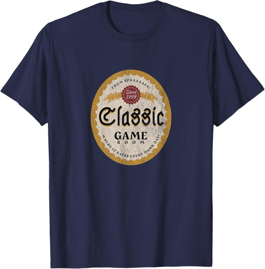 Classic Game Room "From Spaaaaace!" Beer Logo T-Shirt - T-Shirt | Navy
