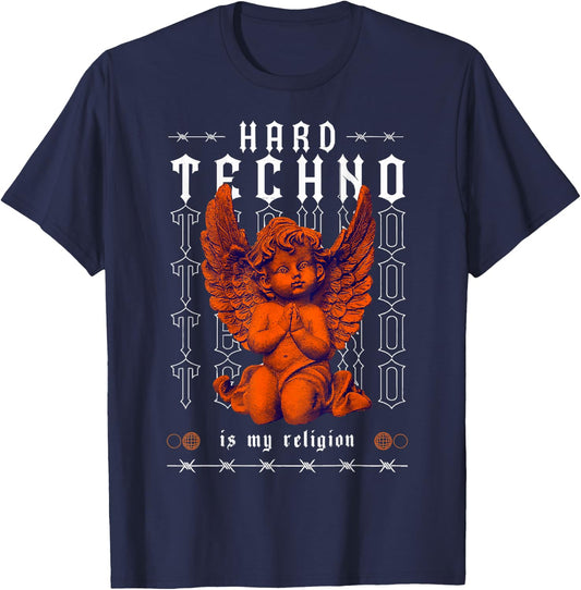 Hard Techno Is My Religion Camiseta -Adults Black Small T-Shirt - T-Shirt | Navy