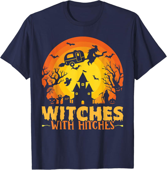 Witches With Hitches Funny Halloween Camping Witches T-Shirt - T-Shirt | Navy