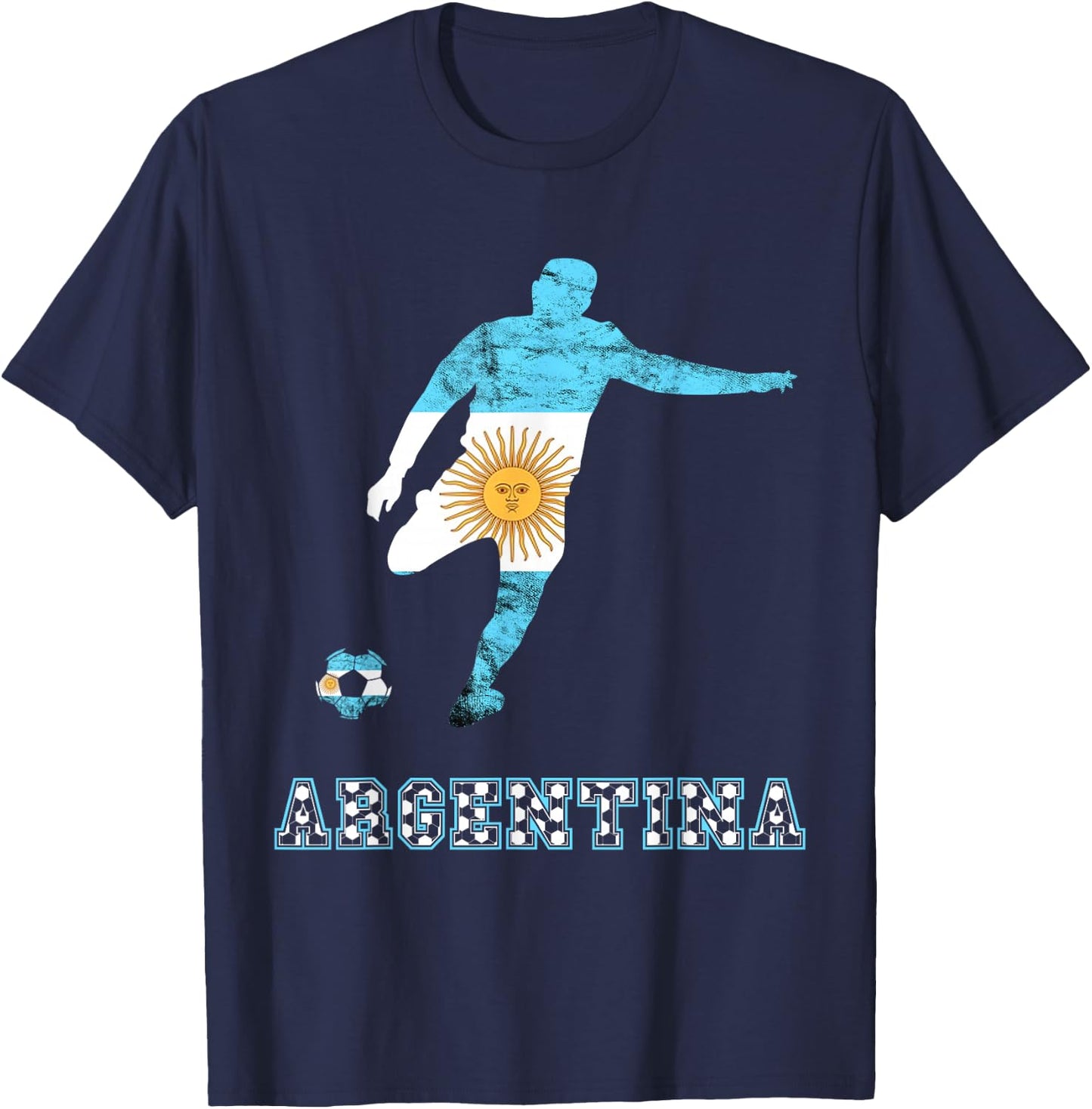 Argentina Argentina Soccer Player Sun Of May Argentina Flag T-Shirt - T-Shirt | Navy