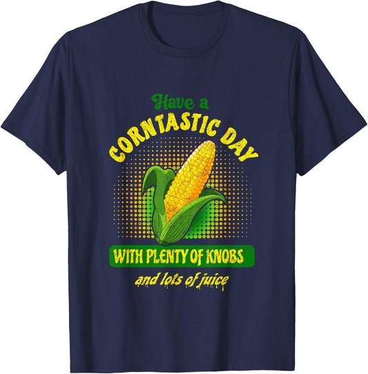 Corn - Farmers Vintage - Have A Corntastic Day Farming T-Shirt - T-Shirt | Navy