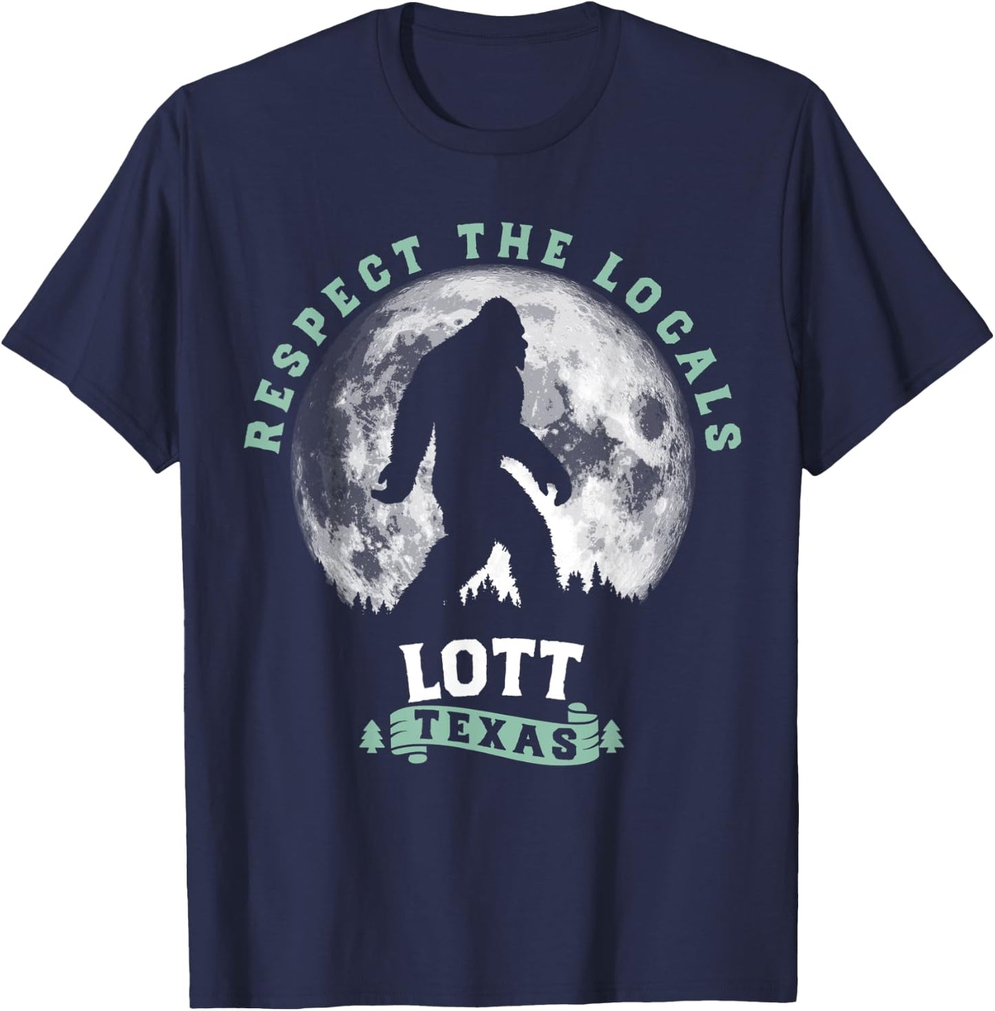 Lott Texas Bigfoot Night Walk Retro Moon T-Shirt - T-Shirt | Navy