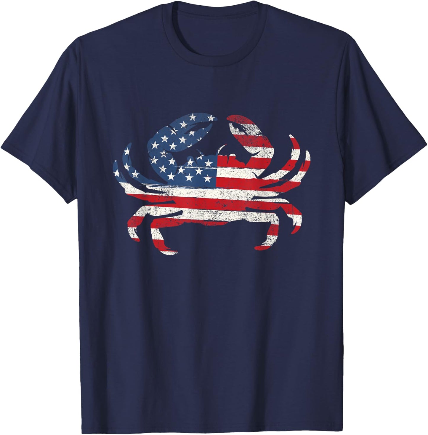 USA American Flag Crab - 4th of July Crabber Animal Lover T-Shirt - T-Shirt | Navy