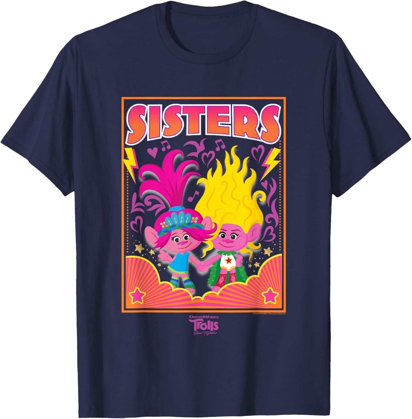 DreamWorks Trolls Band Together Poppy and Viva Sisters T-Shirt - T-Shirt | Navy
