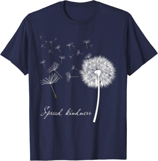 Spread Kindness Dandelion Blowing Flower Girl T-Shirt - T-Shirt | Navy