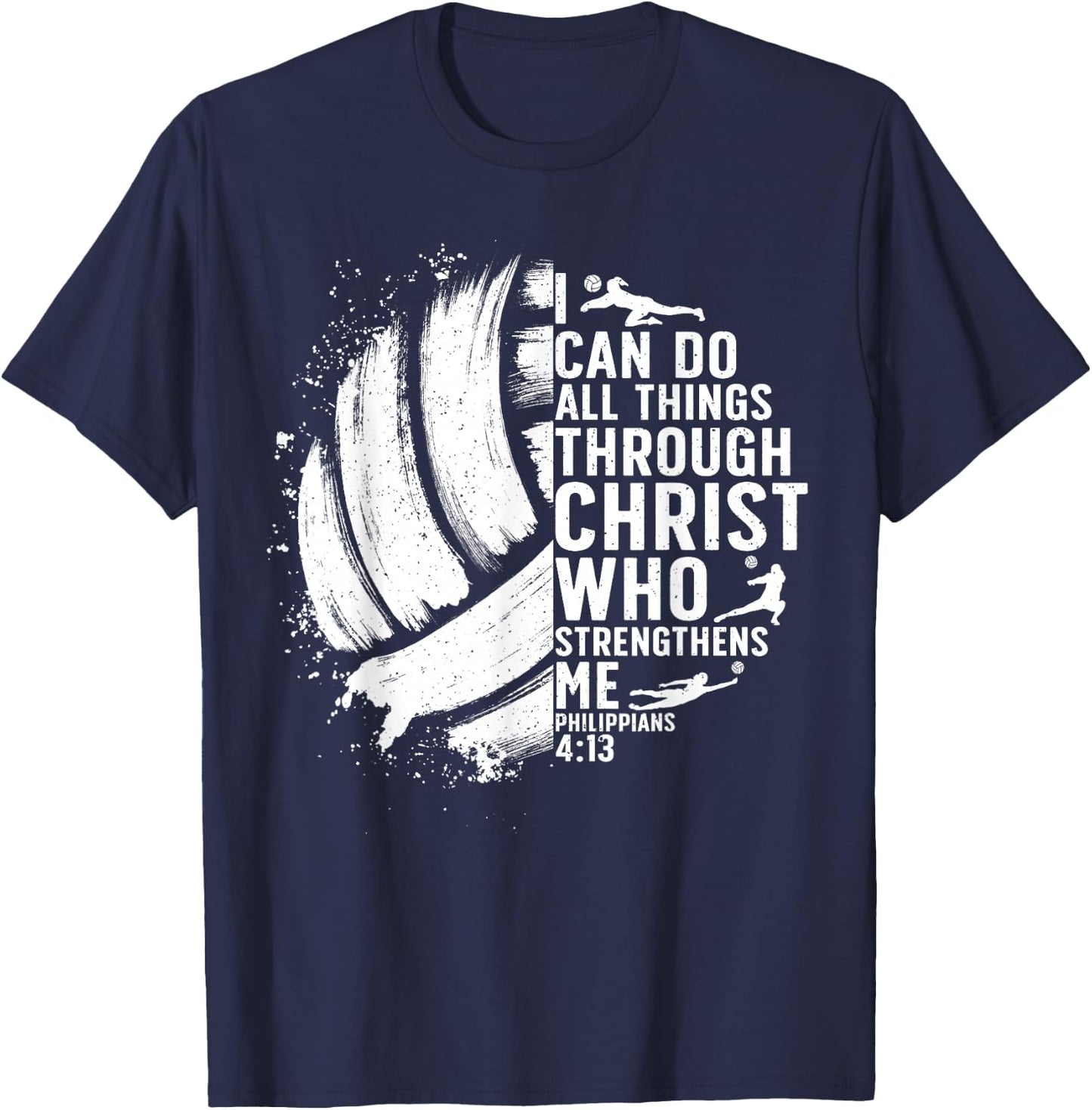 Funny Volleyball Christian Design Women Boys Girls T-Shirt - T-Shirt | Navy