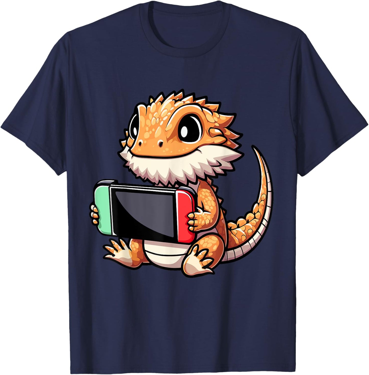 Cute Bearded Dragon Gamer - Funny Video Game Lizard T-Shirt - T-Shirt | Navy
