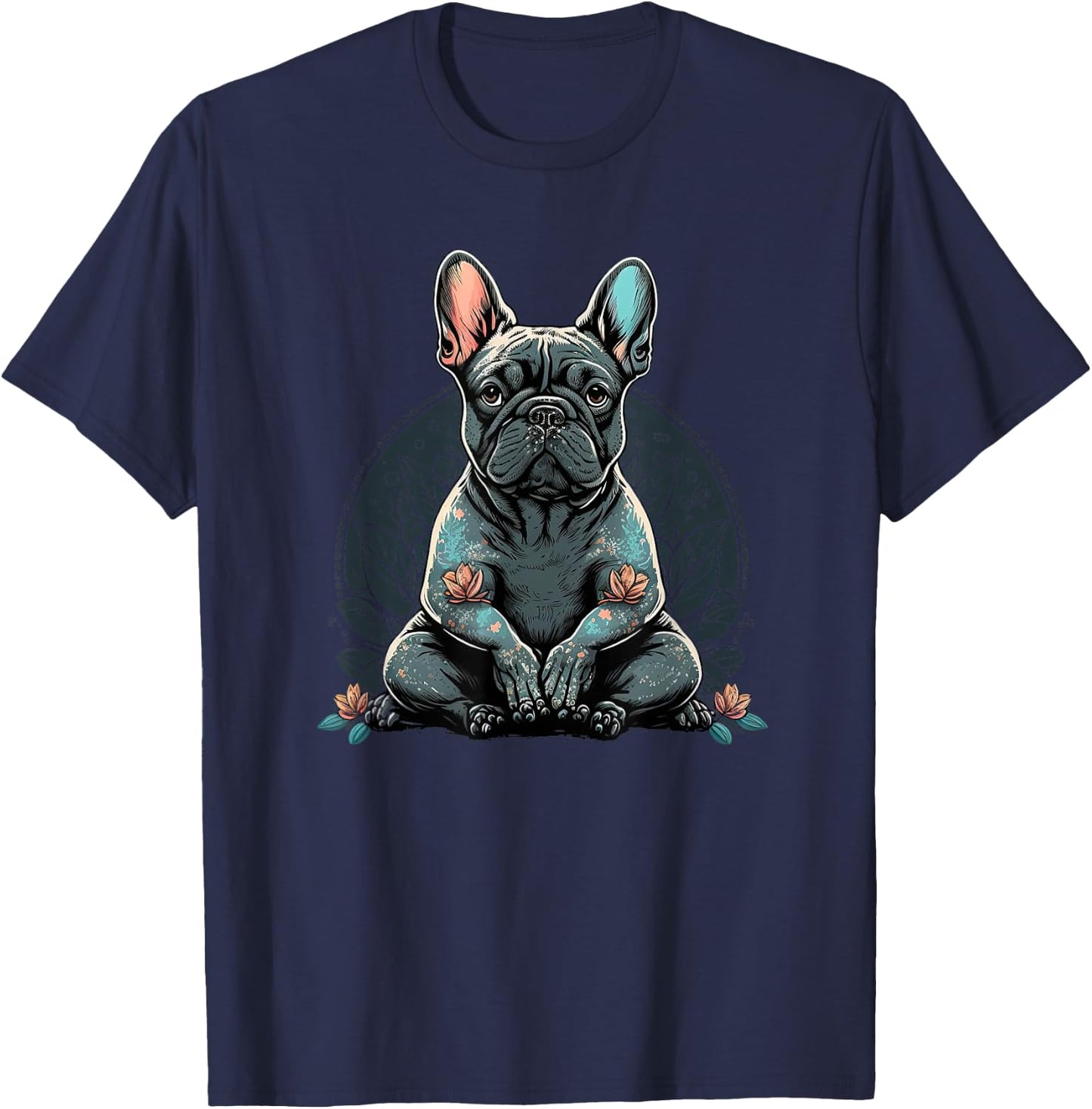 Funny French Bulldog Frenchie Yoga T-Shirt - T-Shirt | Navy