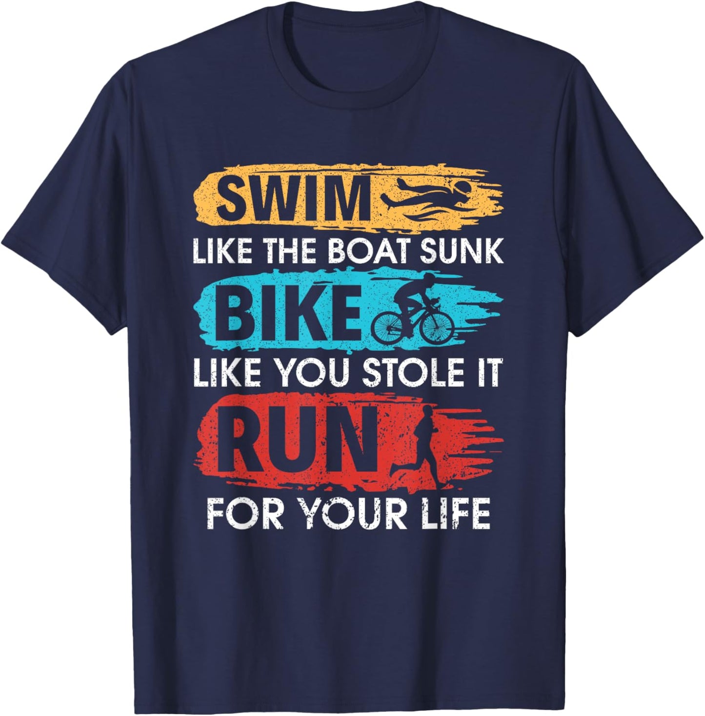 Cool Triathlon Women Swim Bike Run Triathlete T-Shirt - T-Shirt | Navy