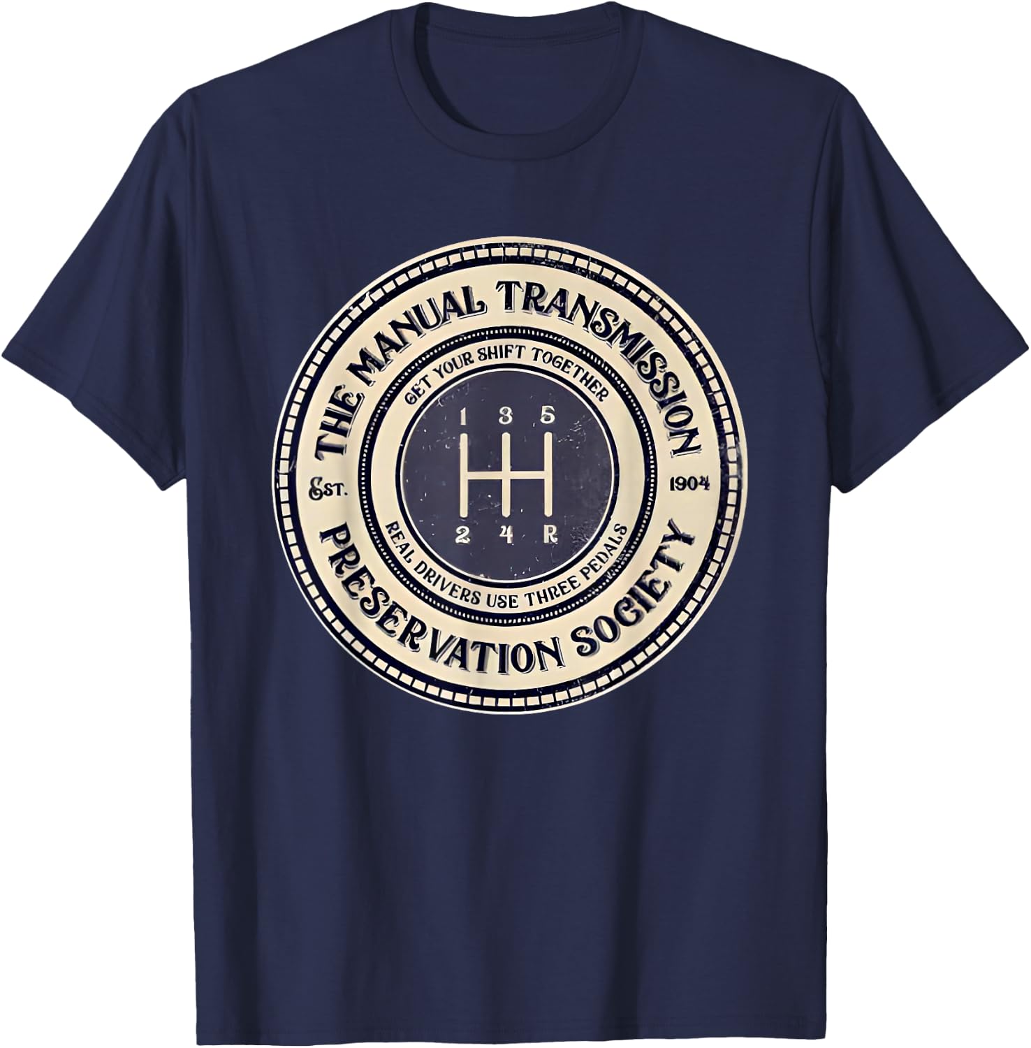 5 Speed the Manual Transmission Preservation Society T-Shirt - T-Shirt | Navy