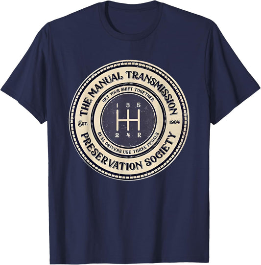 5 Speed the Manual Transmission Preservation Society T-Shirt - T-Shirt | Navy