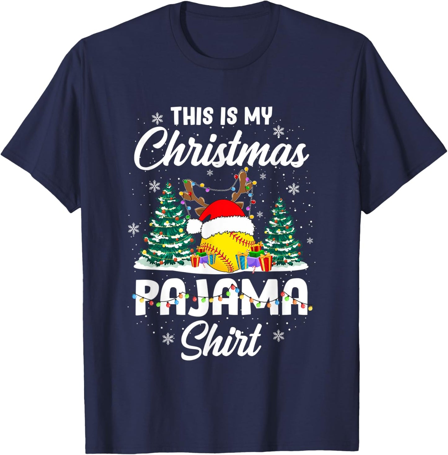 This is My Softball Pajama Christmas shirt Players Teen Girl T-Shirt - T-Shirt | Navy