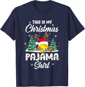 This is My Softball Pajama Christmas shirt Players Teen Girl T-Shirt - T-Shirt | Navy
