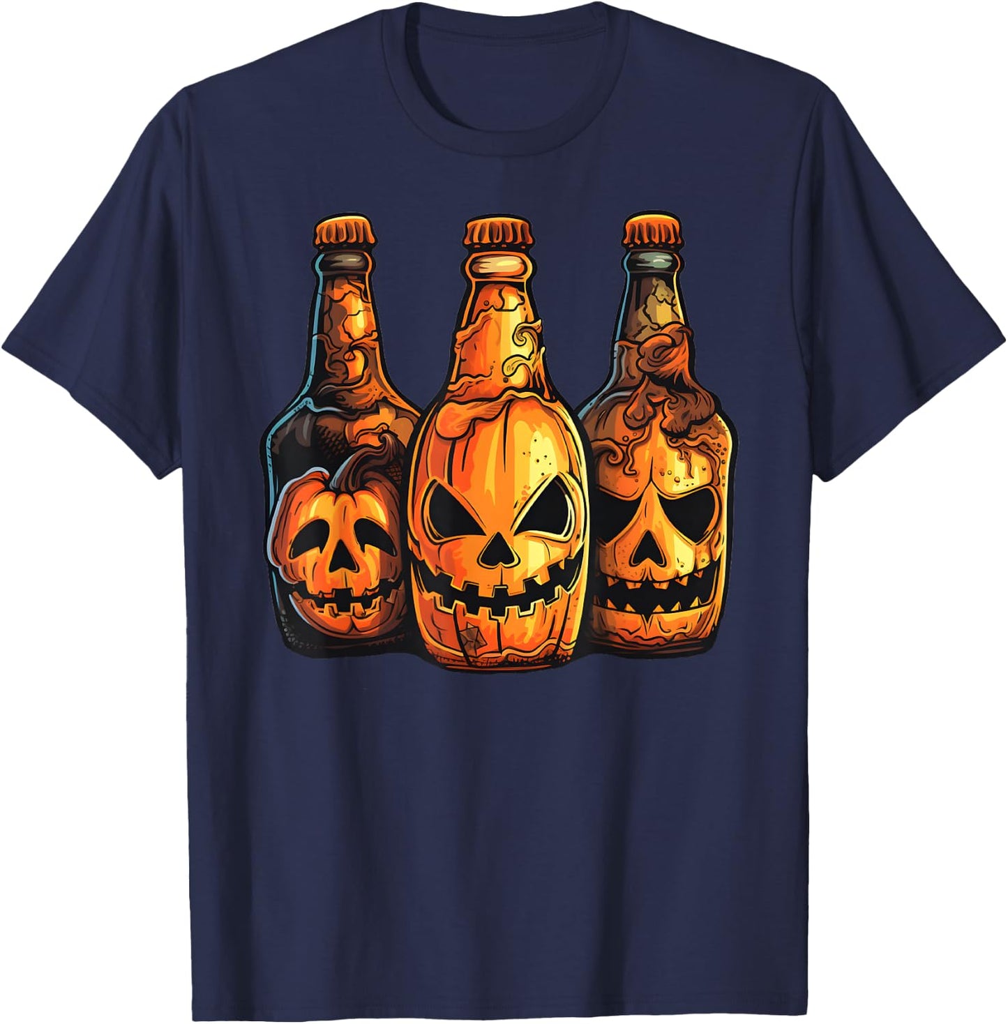 Pumpkin Beer Halloween Spooky Pumpkins Halloween Bar Crawl T-Shirt - T-Shirt | Navy