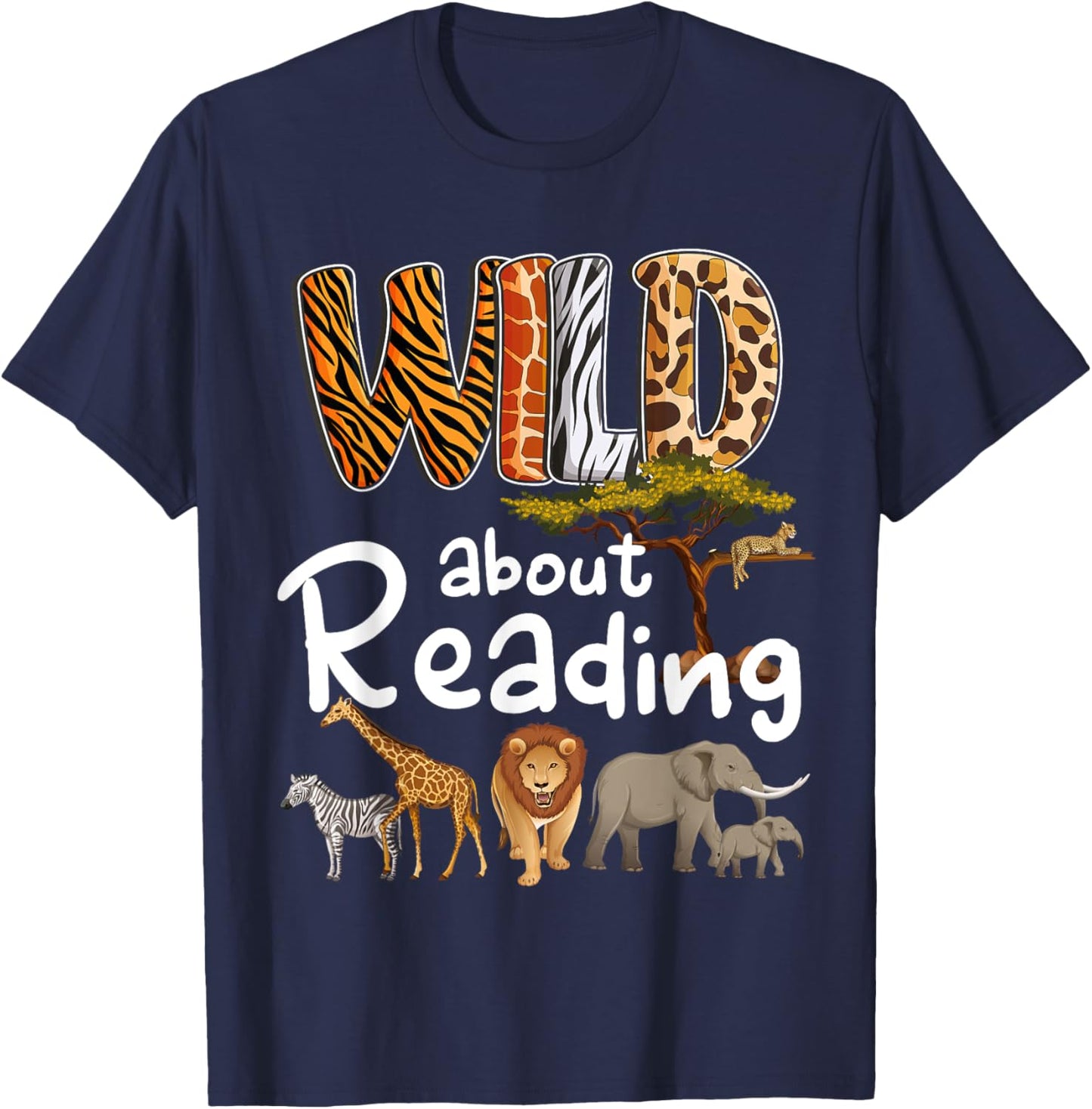 Wild About Reading Books Reader Lover Bookworm Librarian Men T-Shirt - T-Shirt | Navy