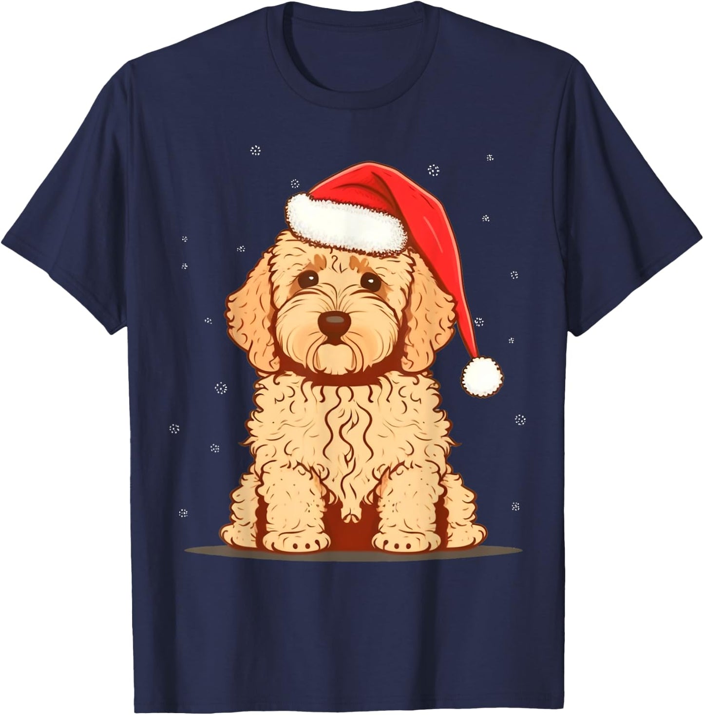 Xmas Golden Doodle Santa on Christmas Goldendoodle T-Shirt - T-Shirt | Navy
