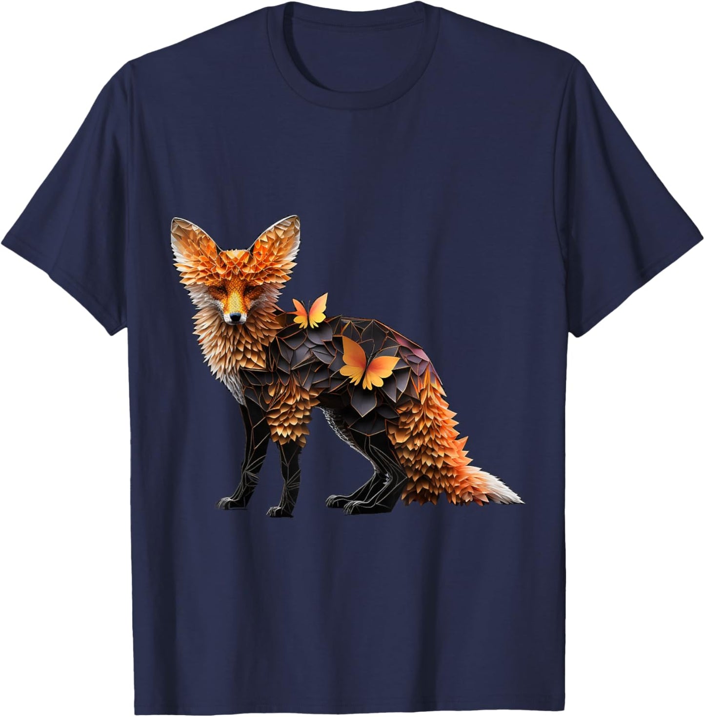 Fox Art Animal Lover Motif Animal Print Fox T-Shirt - T-Shirt | Navy