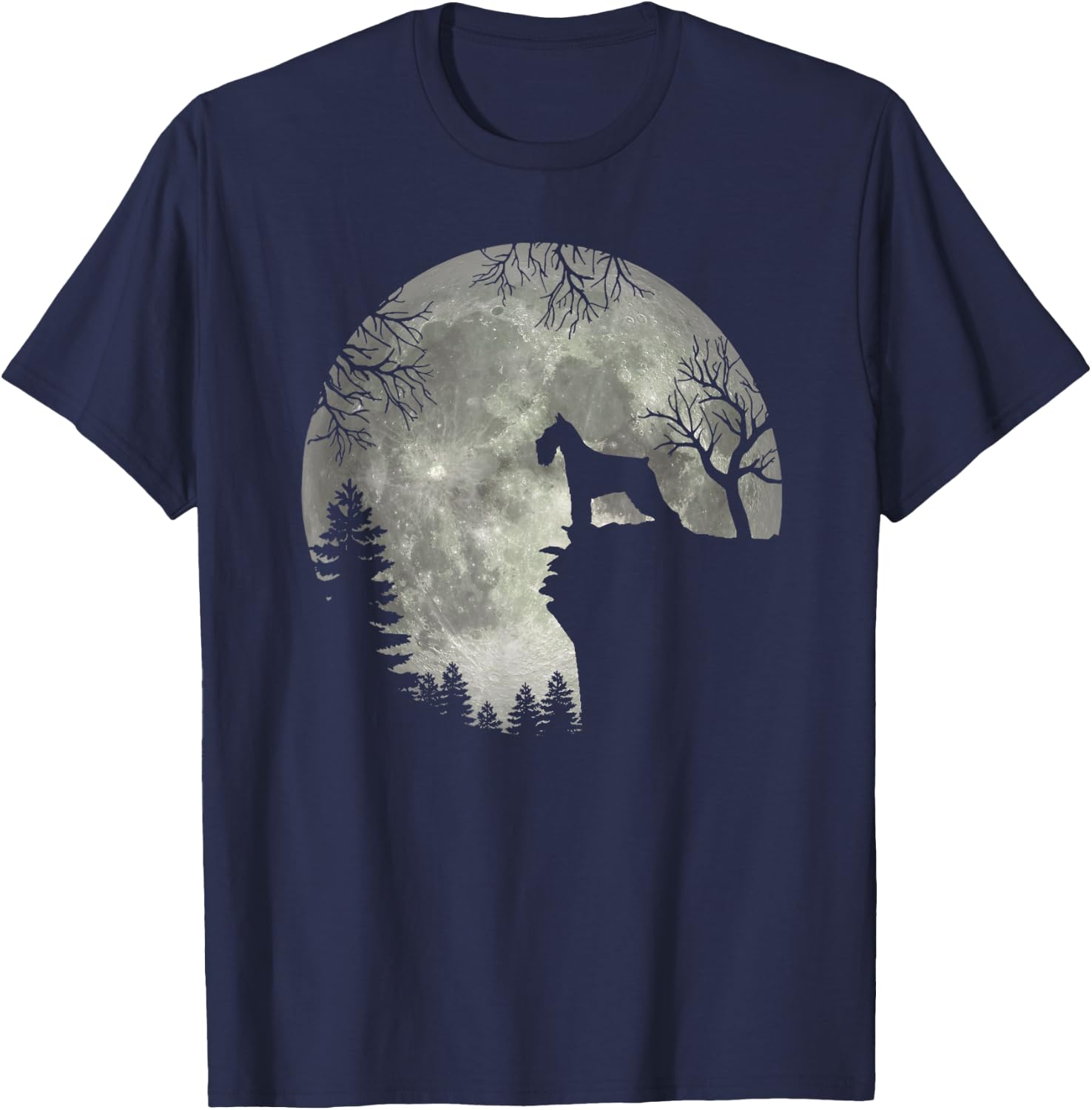 Standard Schnauzer And Moon Halloween T-Shirt - T-Shirt | Navy