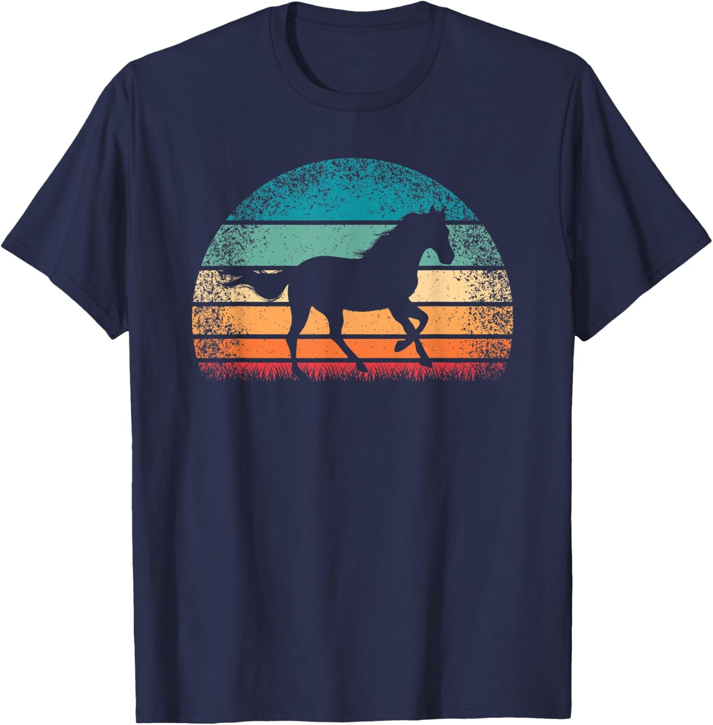 Cute Horses Clothing Women Kids Girls Boys Retro Horse Lover Horseback Riding Cowgirl T-Shirt - T-Shirt | Navy
