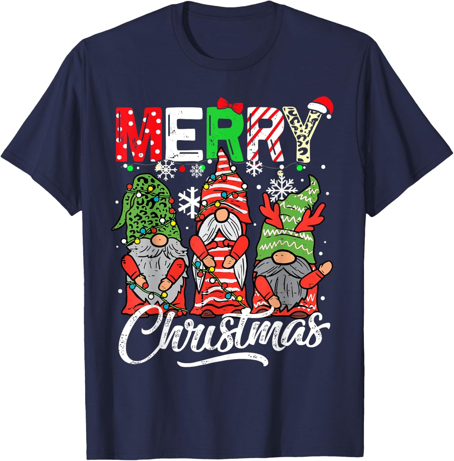 Merry christmas gnomes family pajamas matching women T-Shirt - T-Shirt | Navy