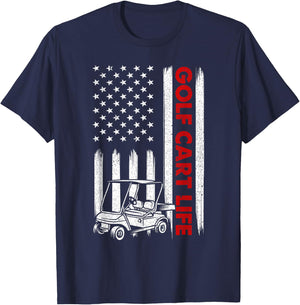 Funny USA Flag Golf Design Women Golfer Golf Lover T-Shirt - T-Shirt | Navy