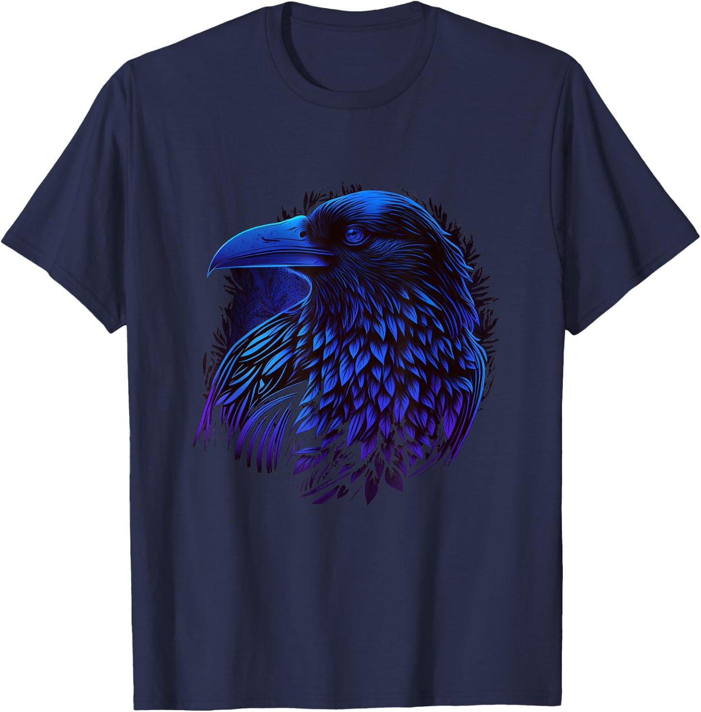 Raven Graphic Goth Black Crow T-Shirt - T-Shirt | Navy