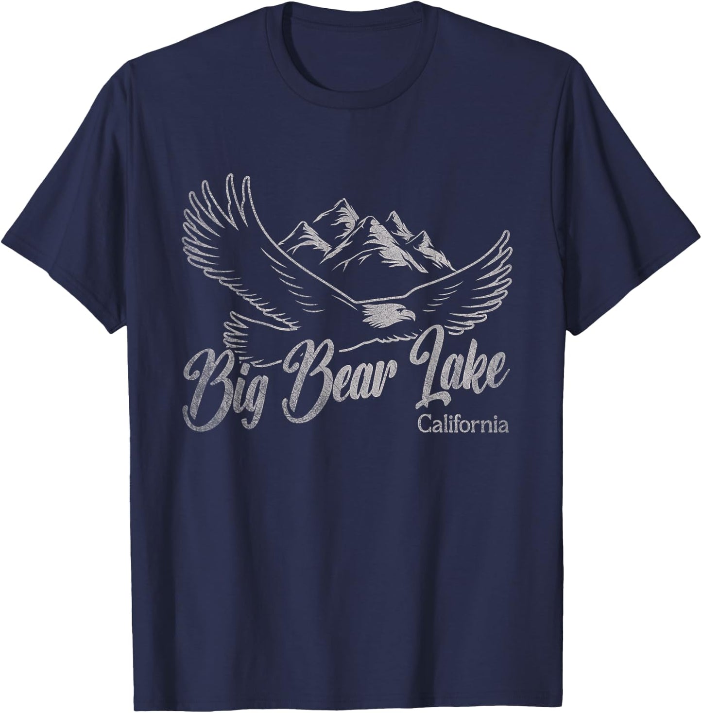 Vintage Big Bear Lake California Mountains Eagle T-Shirt - T-Shirt | Navy