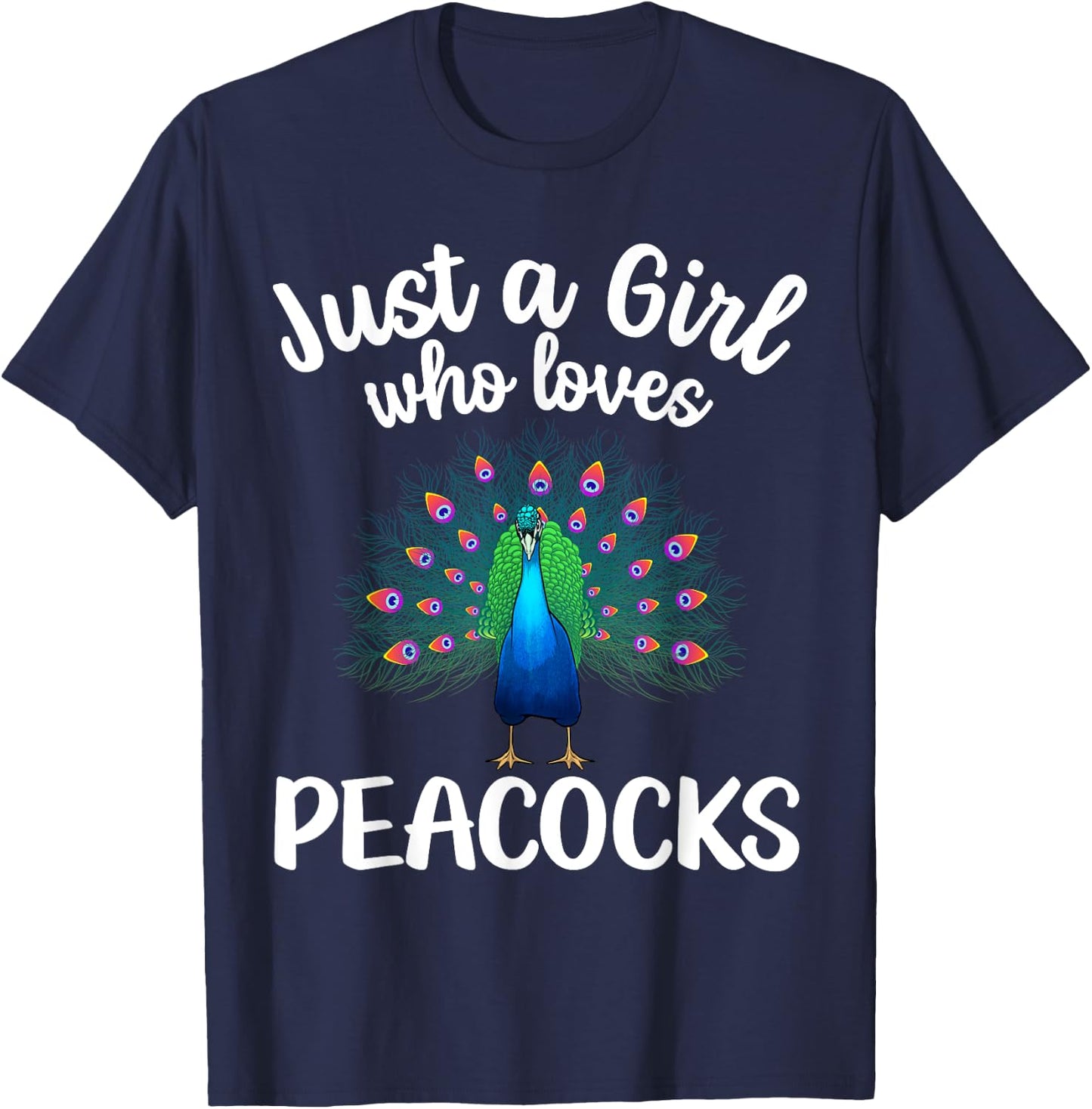 Funny Peacock Design For Girls Kids Youth Peacock Bird Lover T-Shirt - T-Shirt | Navy