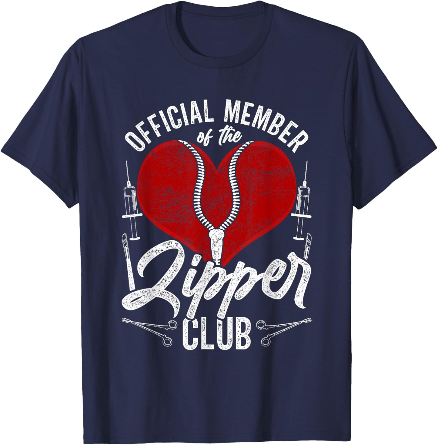 Official Member Of The Zipper Club Open Heart Surgery T-Shirt - T-Shirt | Navy
