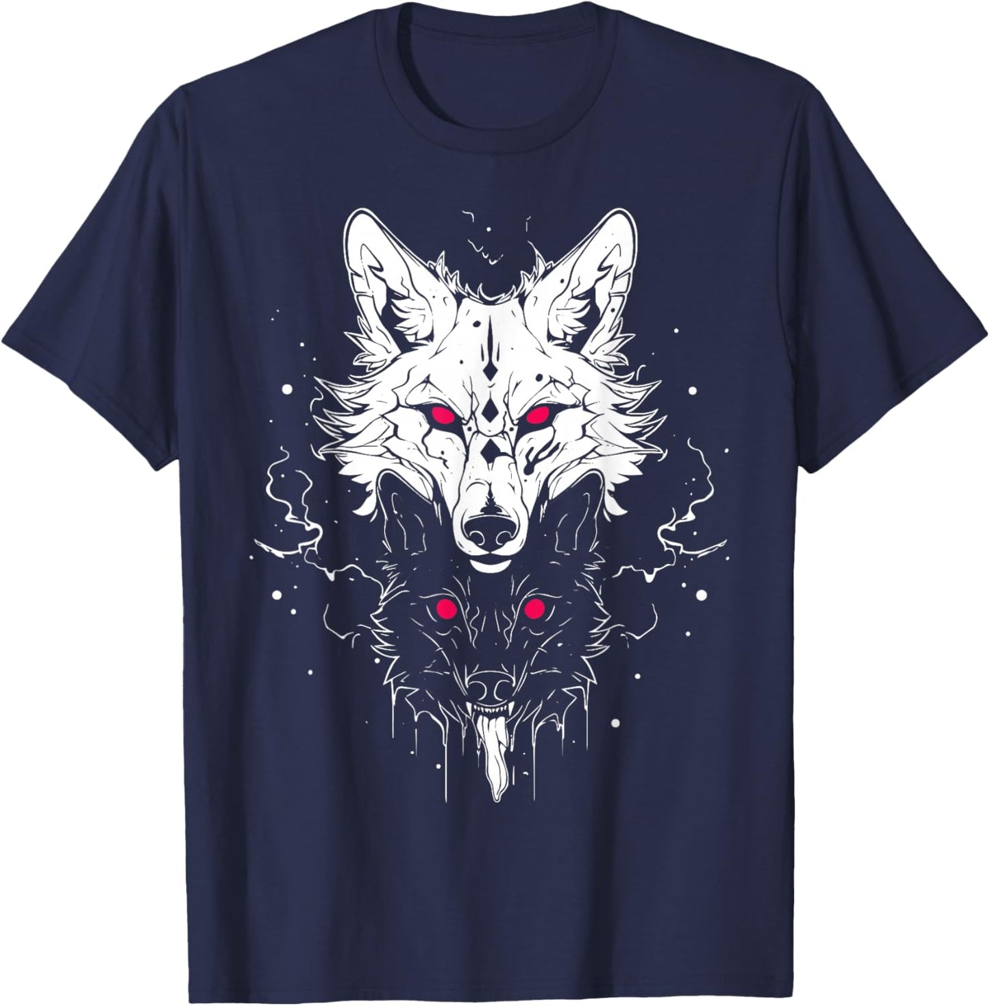 Occult Horror Witchy Gothic Furry Wolves | Wolf Fursona T-Shirt - T-Shirt | Navy