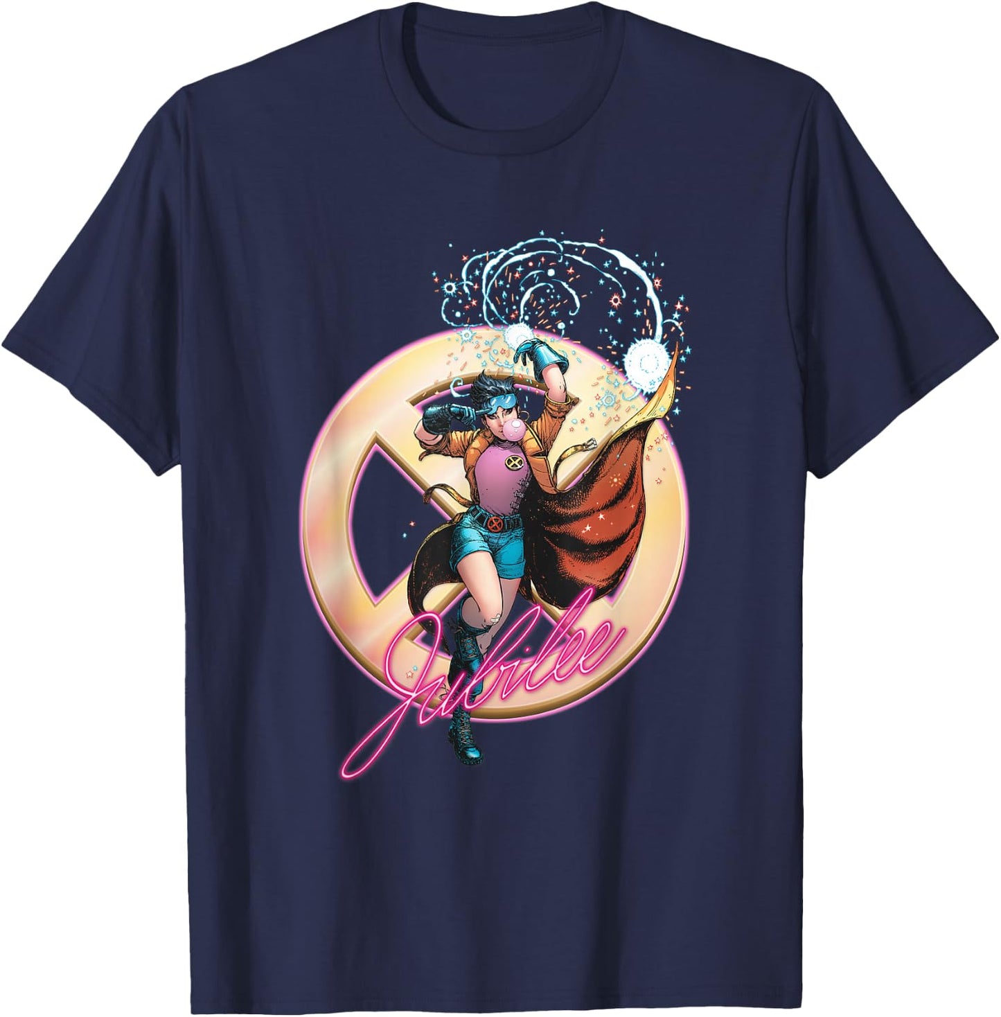 Marvel X-Men Jubilee Bringing The Party Vintage Portrait T-Shirt - T-Shirt | Navy